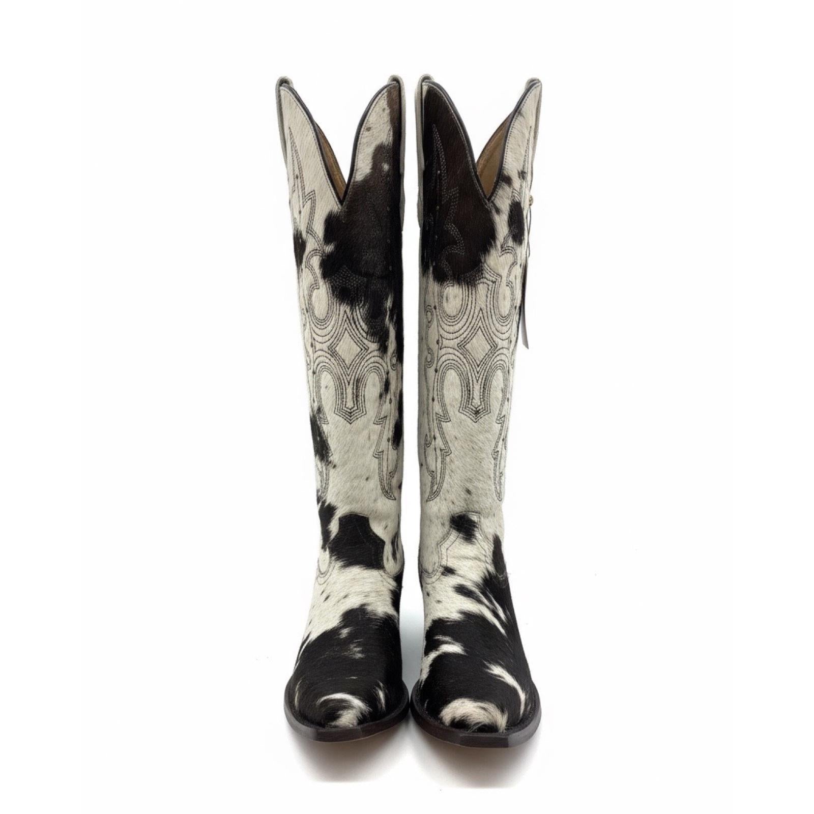 SIZE 9.5 COWHIDE BOOTS WOMEN WESTERN BOOTS TALL SHAFT