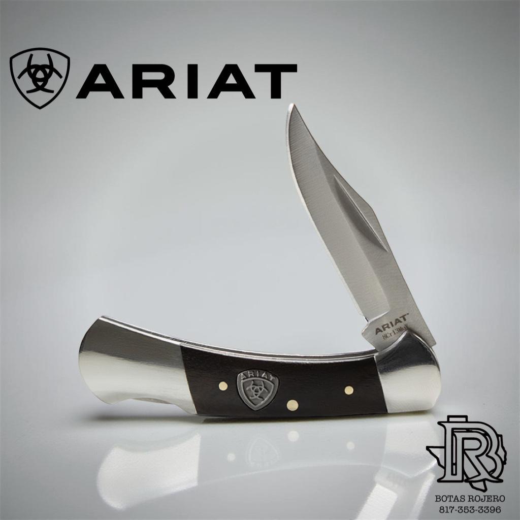 ARIAT FOLDING 3.5" SMOOTH BLACK - ACC KNIVES - A710011101-L
