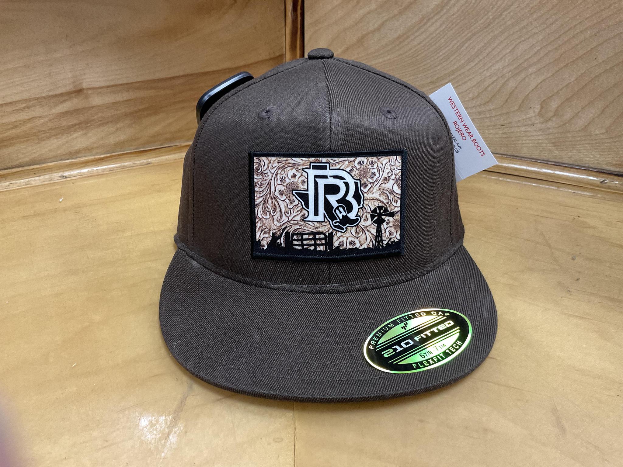 BR TOOLED LEATHER FITTED BROWN CAP