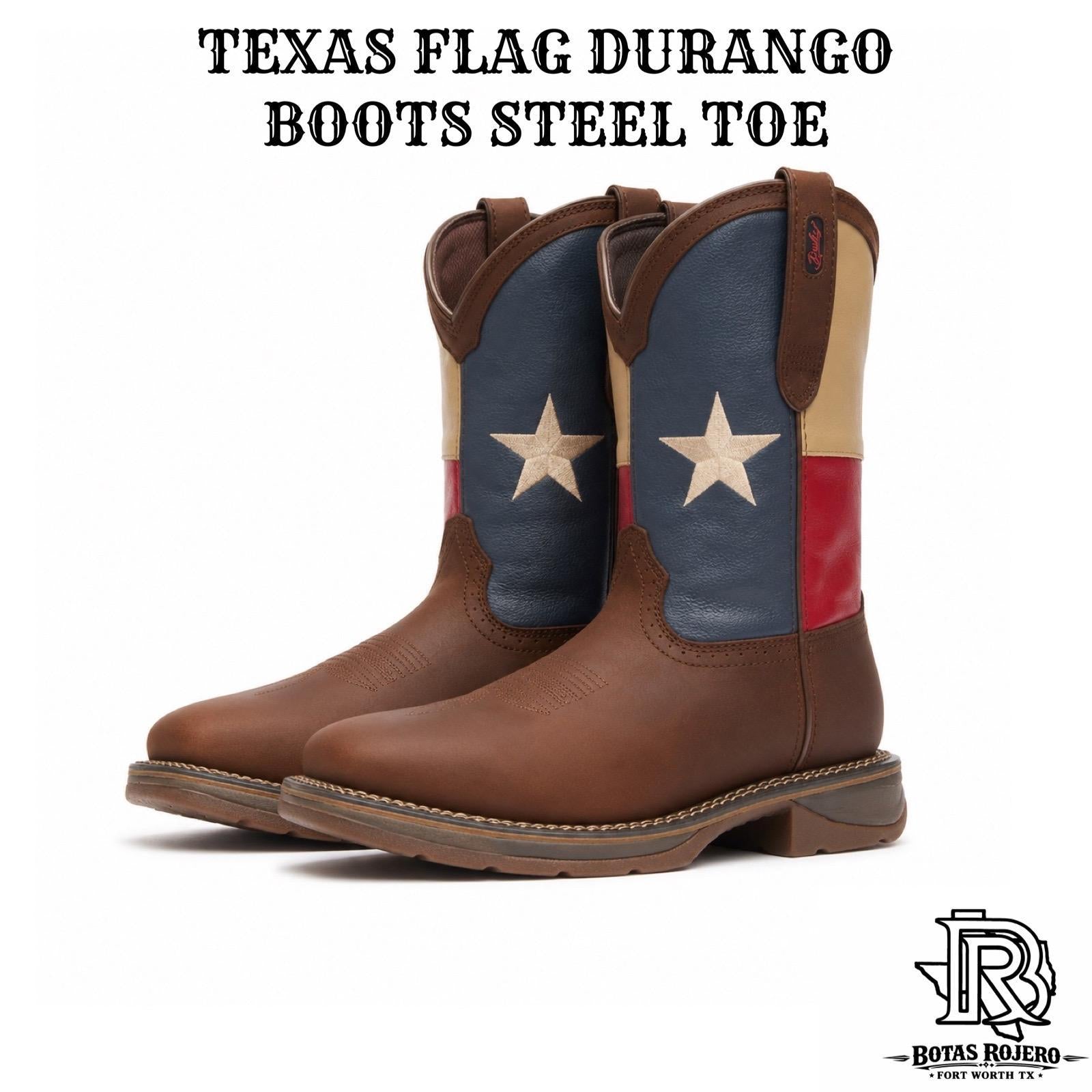 DURANGO STEEL TOE | TEXAS FLAG MEN WESTERN WORK BOOTS  DB021