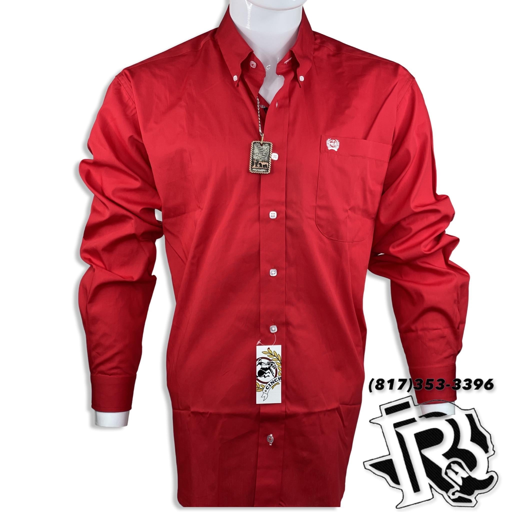 SOLID RED MEN SHIRT | LONG SLEEVE CINCH WESTERN SHIRT|MTW1103313