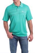 MEN'S ARENAFLEX POLO - GREEN STRIPE PRINT MTK1820018