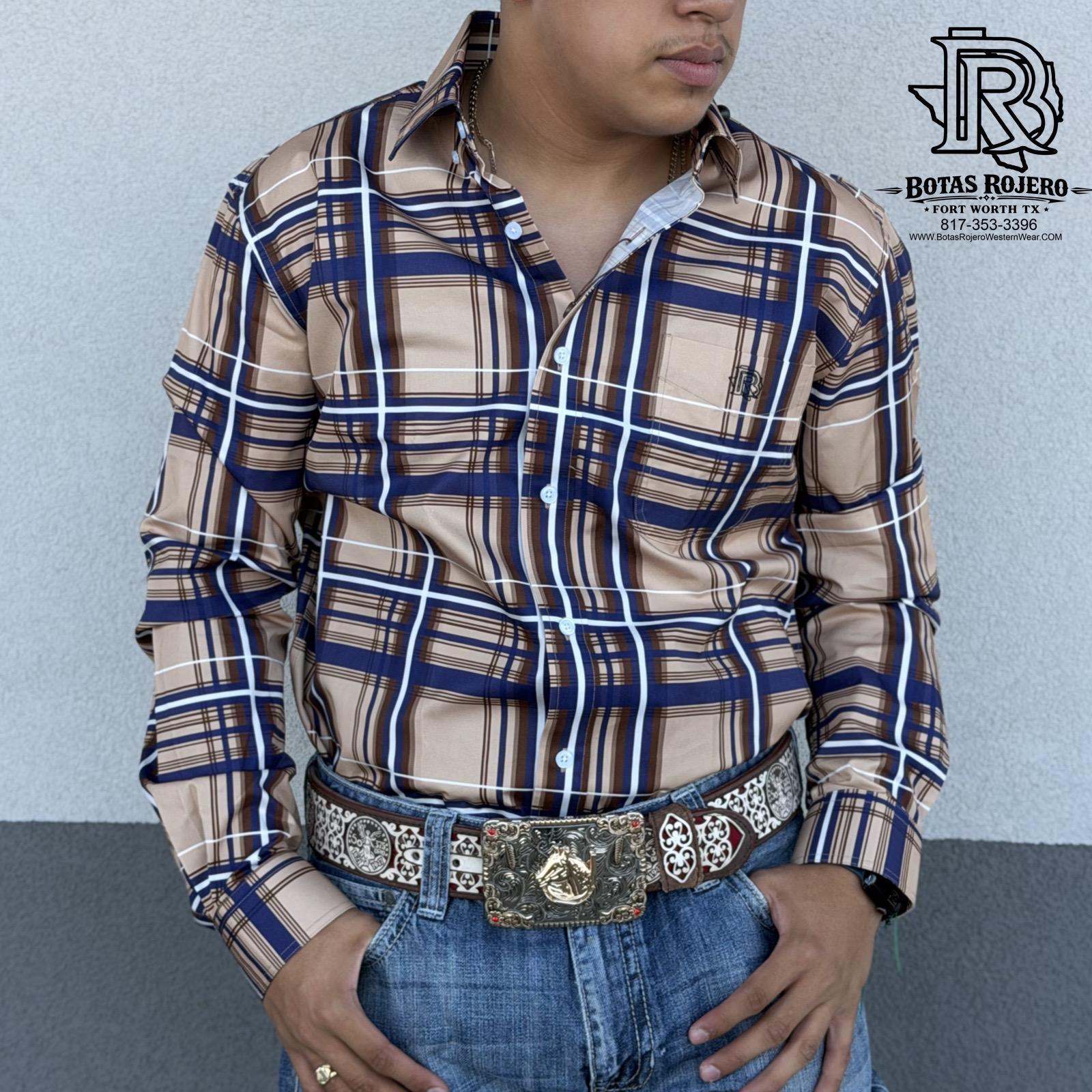 DALLAS | Iron Spur Men’s Western LONG Sleeve Shirt – Classic Stripe Navy Blue