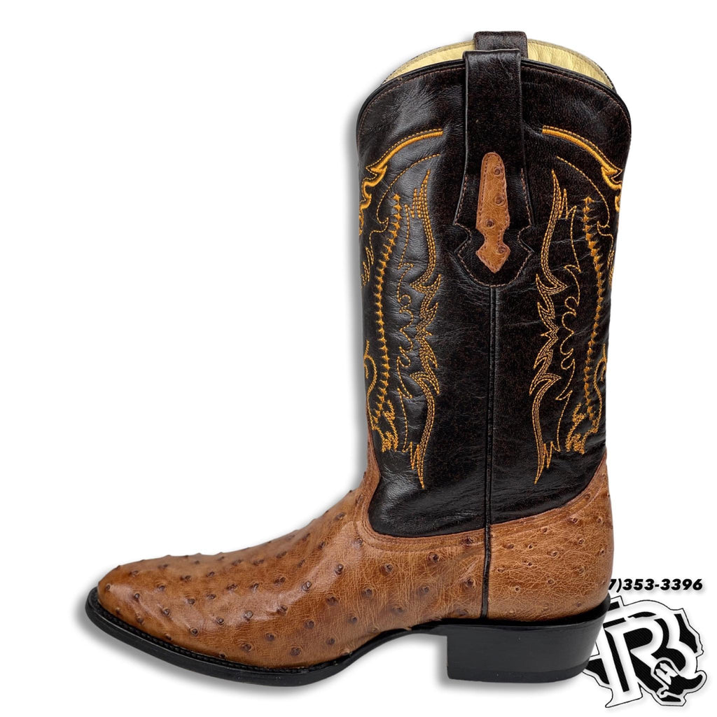 ORIGNAL OSTRISH COGNAC | MEN WESTERN COWBOY BOOTS ROUND TOE 2419