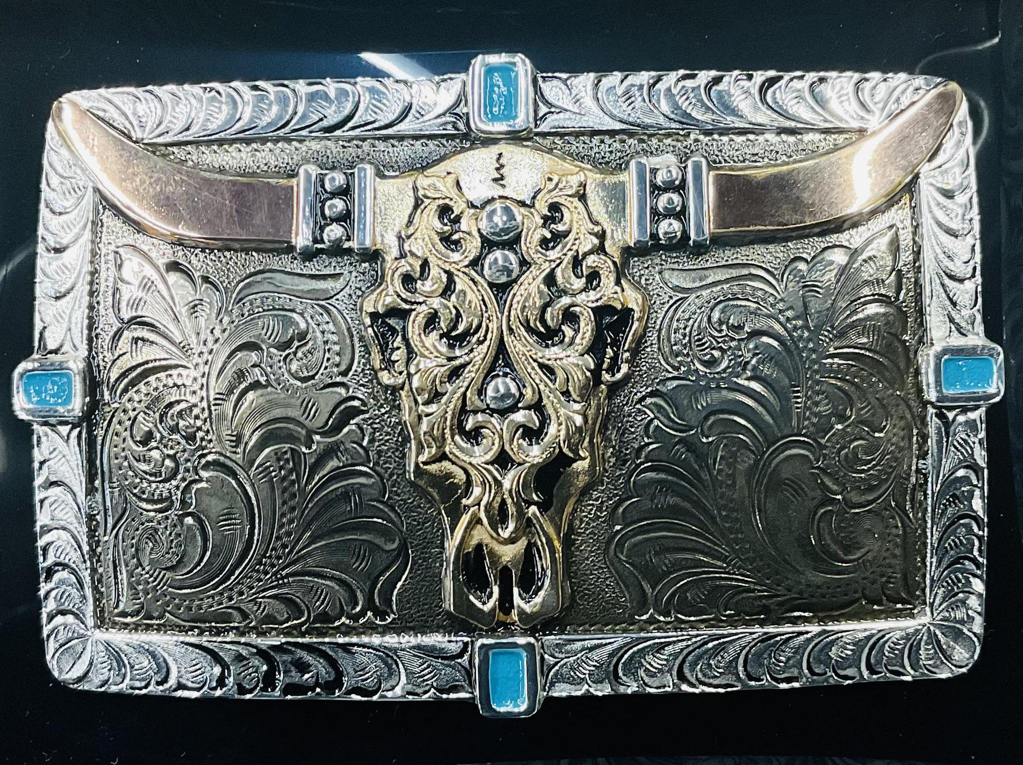 CRUMRINE SQUARE LONGHORN  BUCKLE | C10018