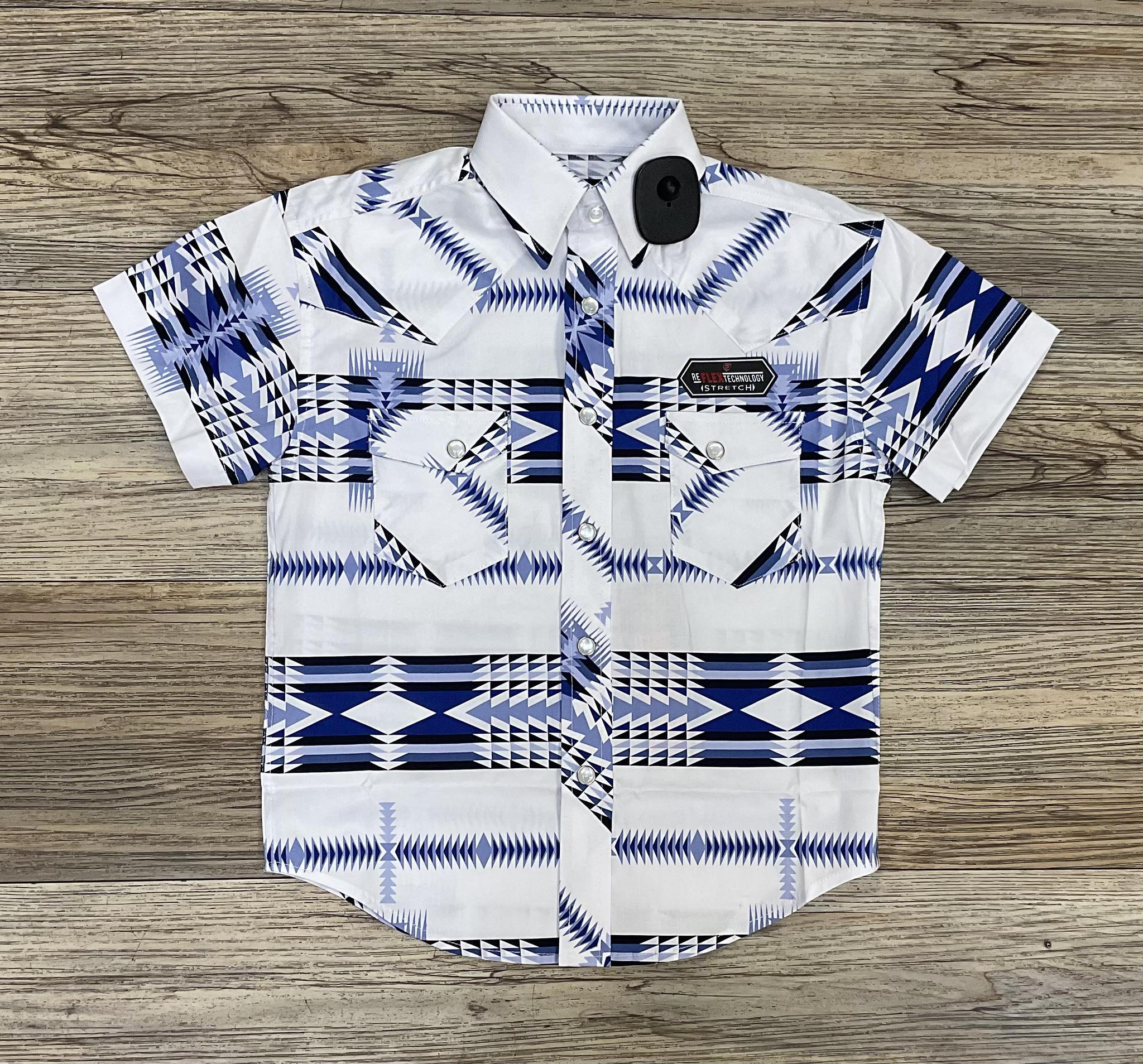 BOY’S ROCK & ROLL WHITE AZTEC PRINT SHORT SLEEVE SHIRT |BBN3S06495