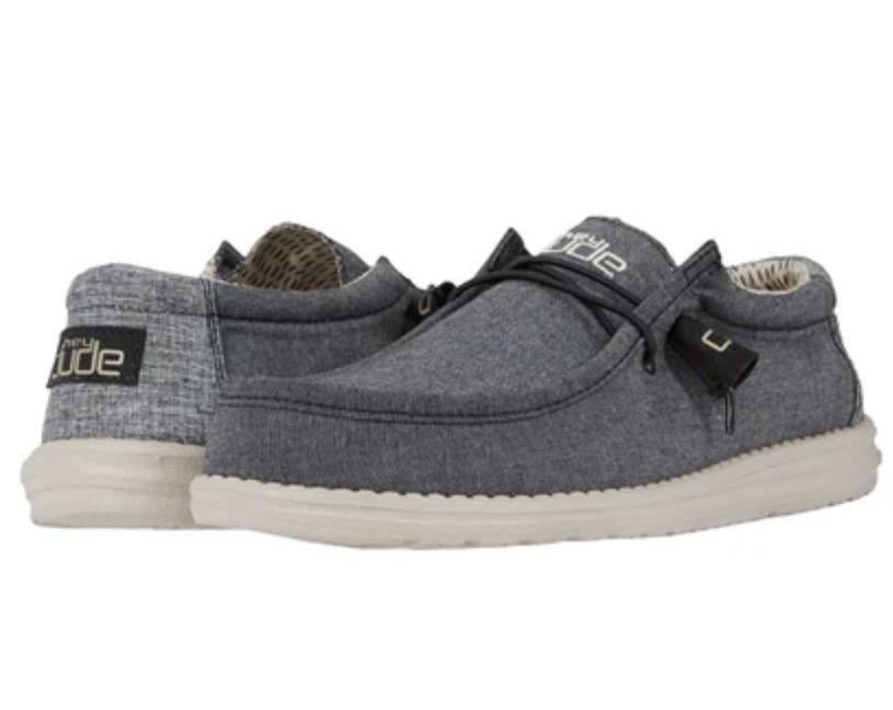 MENS HEY DUDE WALLY CHAMBRAY BLACK SHOES| 110064985