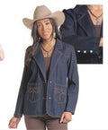 ROCK & ROLL DENIM BOOT STITCH BLAZER DARK WASH |BW96T09818