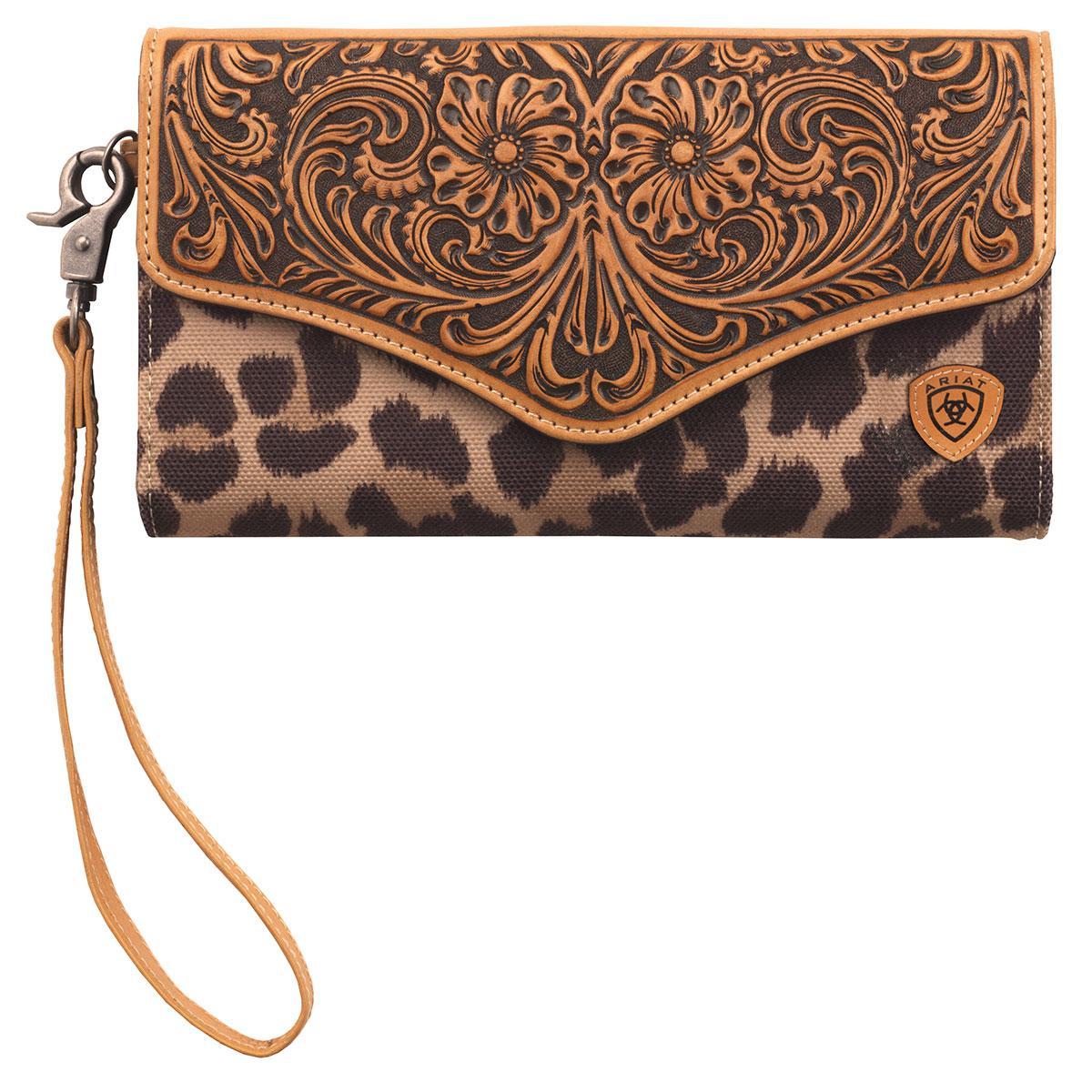 ARIAT CLUTCH TOOLED LEOPARD TAN A770001908