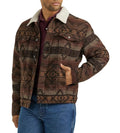Wrangler Men's Jacquard Geometric Graphic Sherpa Brown Jacket |112352966
