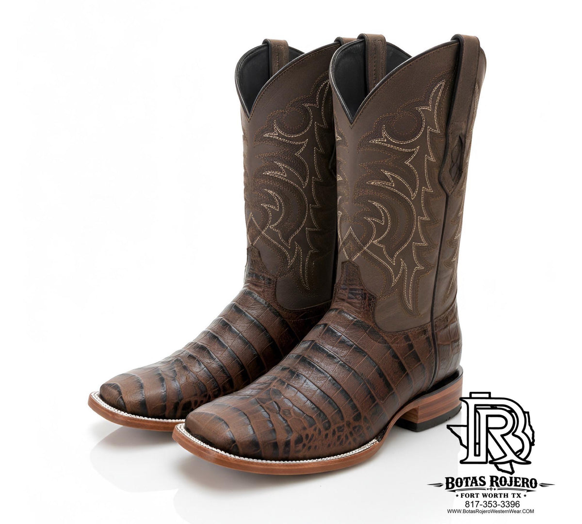 ‘’ROYAL’’ CAIMAN BELLY PRINT GRANDE CHOCO BOOTS