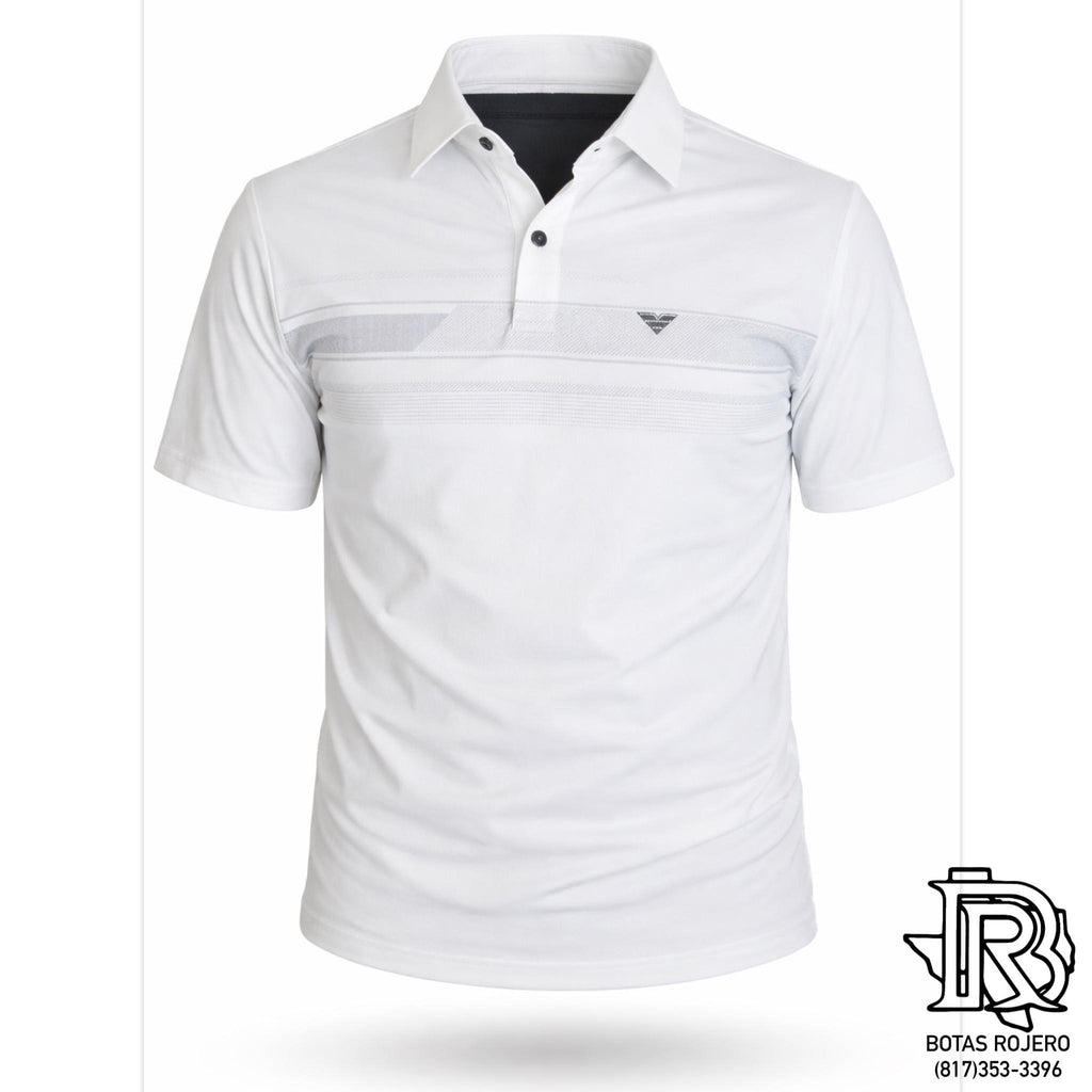 E01 WHITE MEN WESTERN POLO BY IRON SPUR