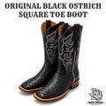 “ Whiskey River “ | MEN BLACK OSTRICH SQUARE TOE WESTERN BOOTS