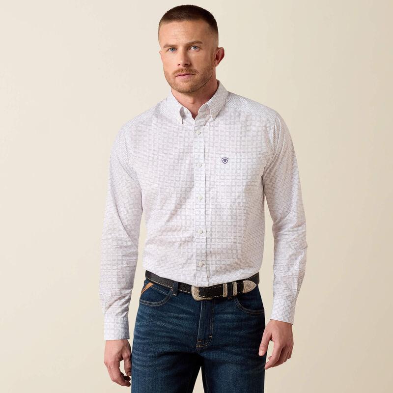 ARIAT MEN’S PACE WHITE GEOMETRIC PRINT LONG SLEEVE SHIRT | 10079421
