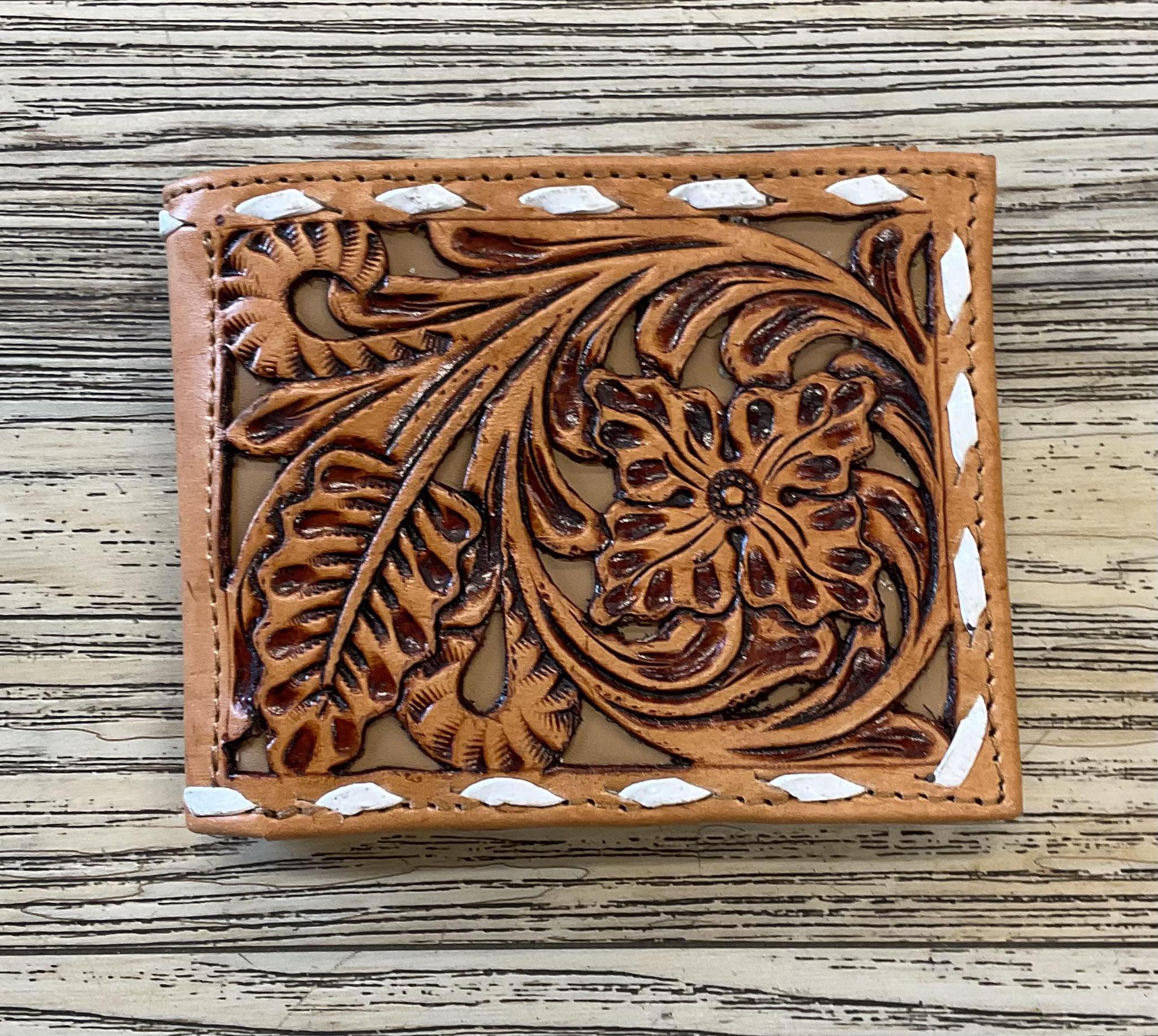 “ ISAI  “ | IRON SPUR WESTERN CO MEN BI FOLD WESTERN TOOLED LEATHER WALLET