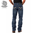 MEN’S ROCK & ROLL DARK VINTAGE ZIG ZAG EMB SLIM STRAIGHT BOOT JEANS | BM1RD06705