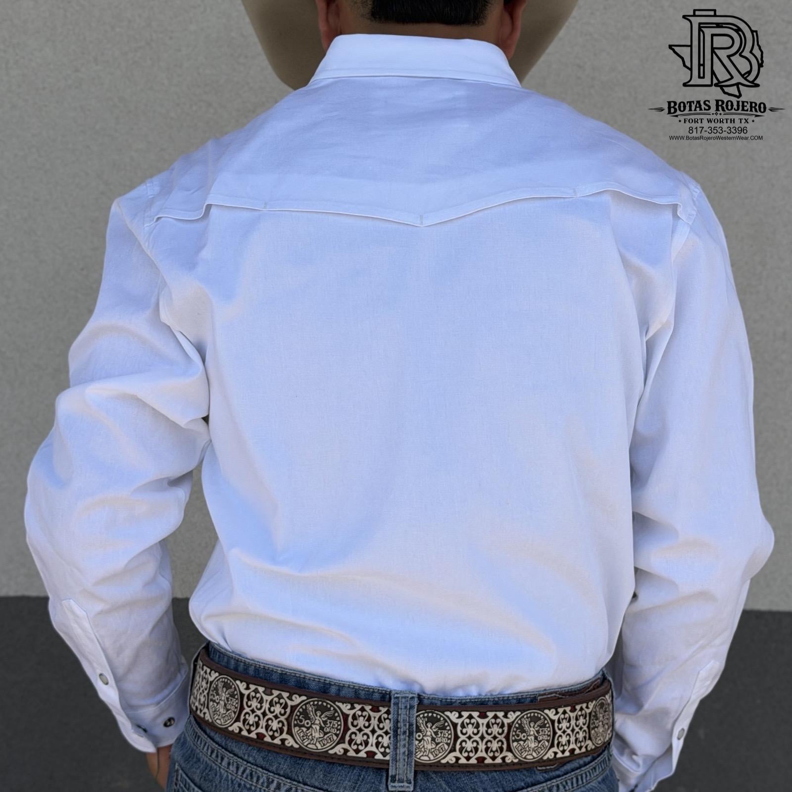 IRON SPUR | MEN WESTERN SHIRT WHITE LONG SLEEVE PEARL SNAP