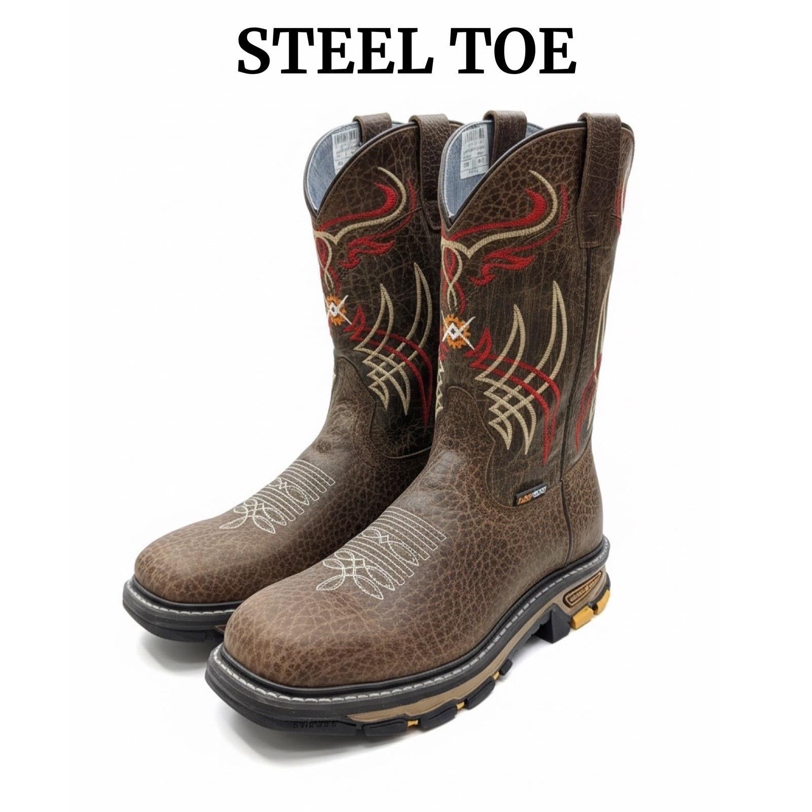 “ Crossfire “ STEEL TOE | SQUARE TOE MEN WESTERN WORK BROWN
