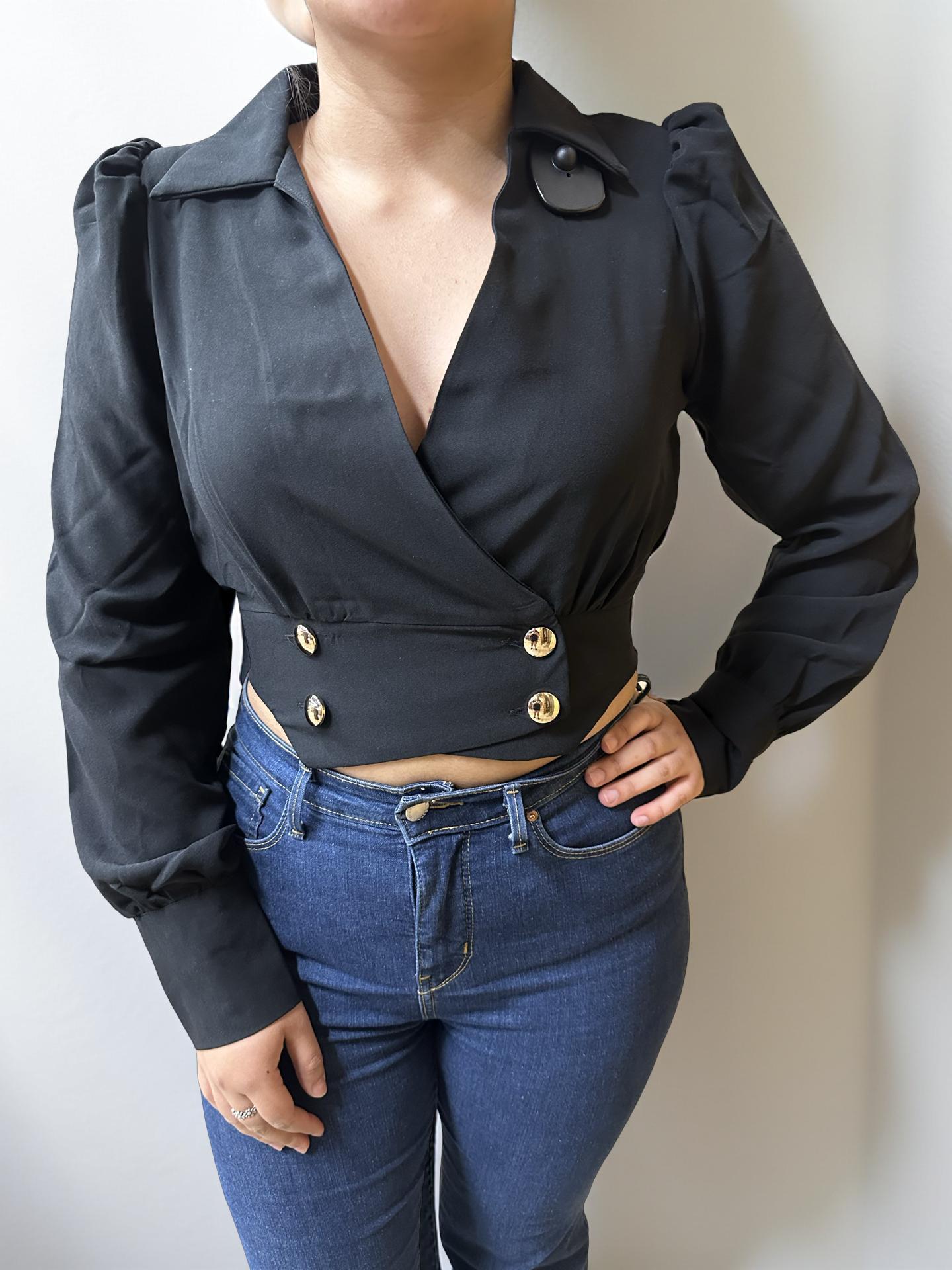 MELANIE LONG SLEEVE BLACK WOMEN TOP