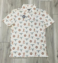 ROCK & ROLL MEN’S SKULL AZTEC PRINTED NATURAL MESH POLO |BM51T08359