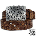 TOOLED LEATHER BELT | LIGHT COGNAC