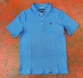 Mens short sleeve Geo button knit polo navy | PPMT51R0WC