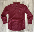 CINCH BOY’S STRIPE BURGUNDY LONG SLEEVE SHIRT | MTW7060426