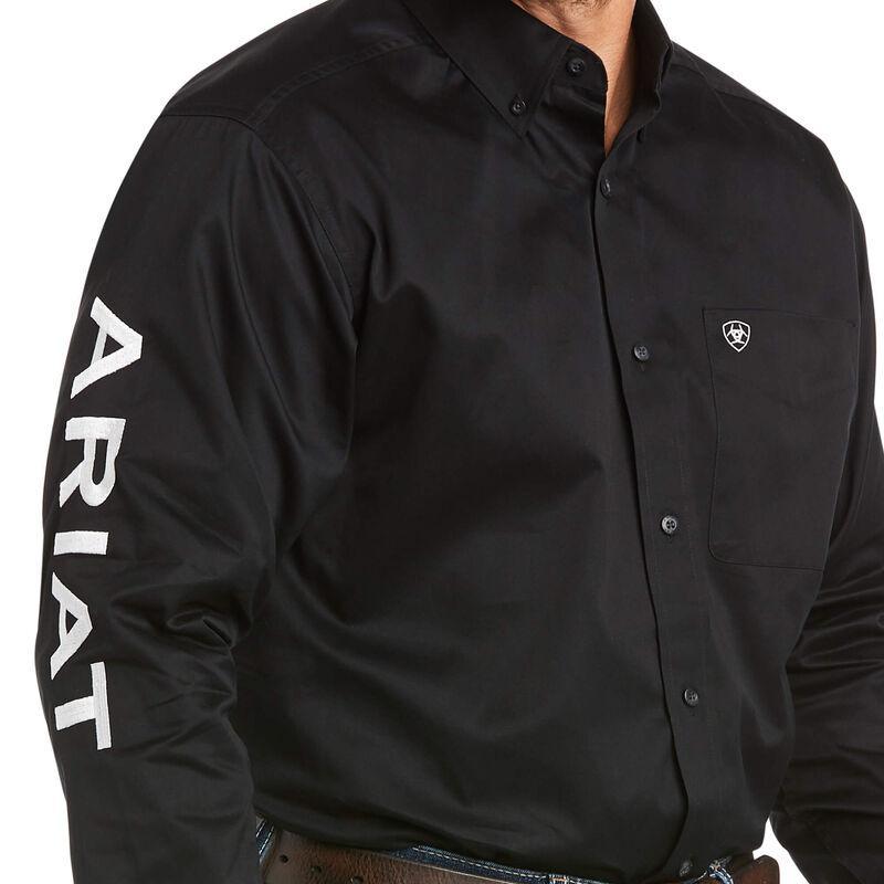 Ariat Mens Team Logo Twill Classic Fit Shirt Black & White | 10017497