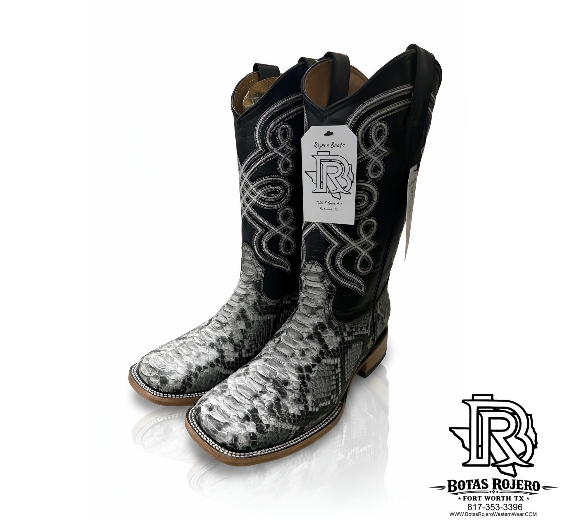PYTHON PRINT NATURAL SQUARE TOE MEN BOOTS