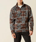 Ariat Mens Caldwell Logo 1/4 Zip Sweater Deep Mahogany Southwest - 10062620