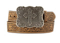 ‘’LILI’’ Nocona Western Belt Womens Embossed Scrolling Cross Scalloped |N3483848
