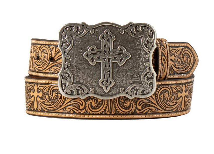 ‘’LILI’’ Nocona Western Belt Womens Embossed Scrolling Cross Scalloped |N3483848