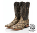 “ SAWYER “ FISH PRINT BOOTS SQAURE TOE LIGHT BROWN