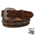 Ariat Mens Belt Embossed Leather and Calf Hair Strap A1027202 FINAL SALE