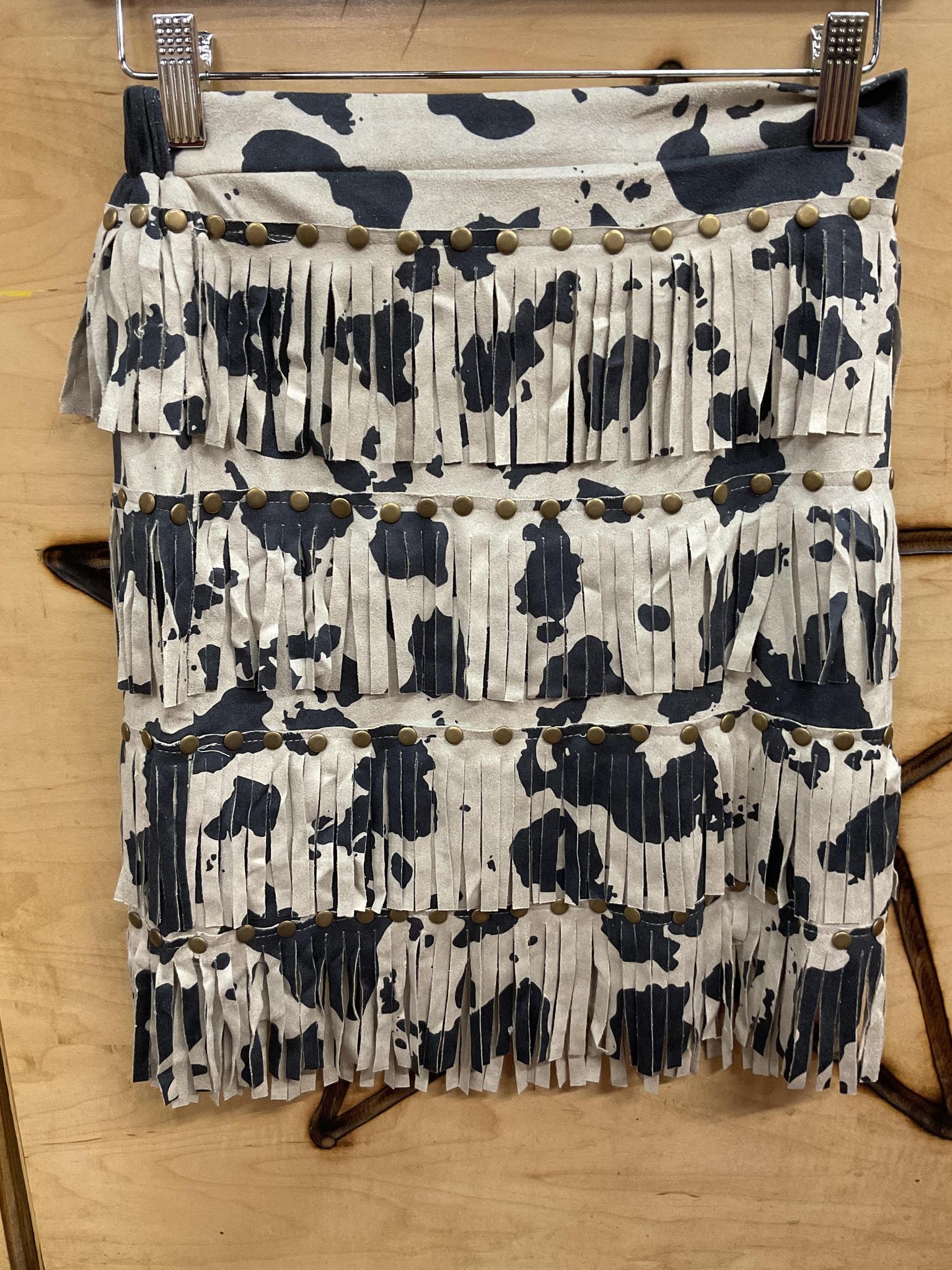 COW PRINT BLACK SKIRT |SK361