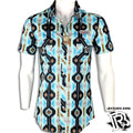 “ JOHN” | MENS ROCK AND ROLL SS SNAP TURQUOISE & DARK BLUE (B1S3332)