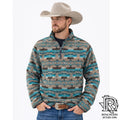 Rock & Roll Men’s Teal Aztec Print Pullover – 1/4 Zip | Style BM91C02293