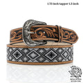 “ SIERRA BLACO “ | IRON SPUR BELT HANDMADE TOOLED LEATHER 1.75 INCH TAPPER TO 1.5 INCH