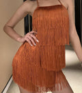 Lia rust fringe romper
