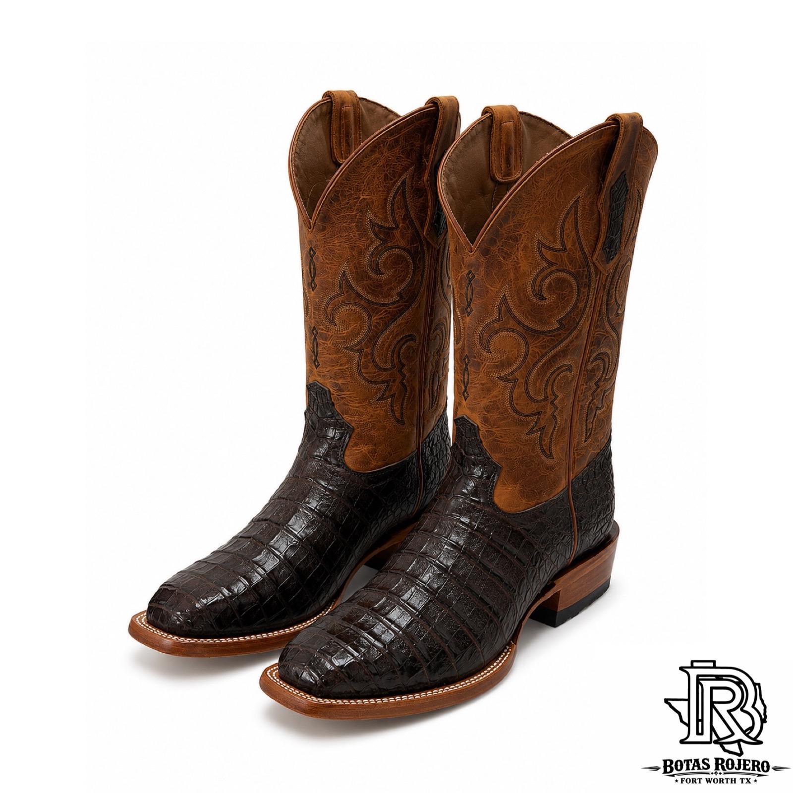 “ Silver Creek “ CAIMAN BELLY BROWN CUTTER TOE MENS WESTERN BOOTS