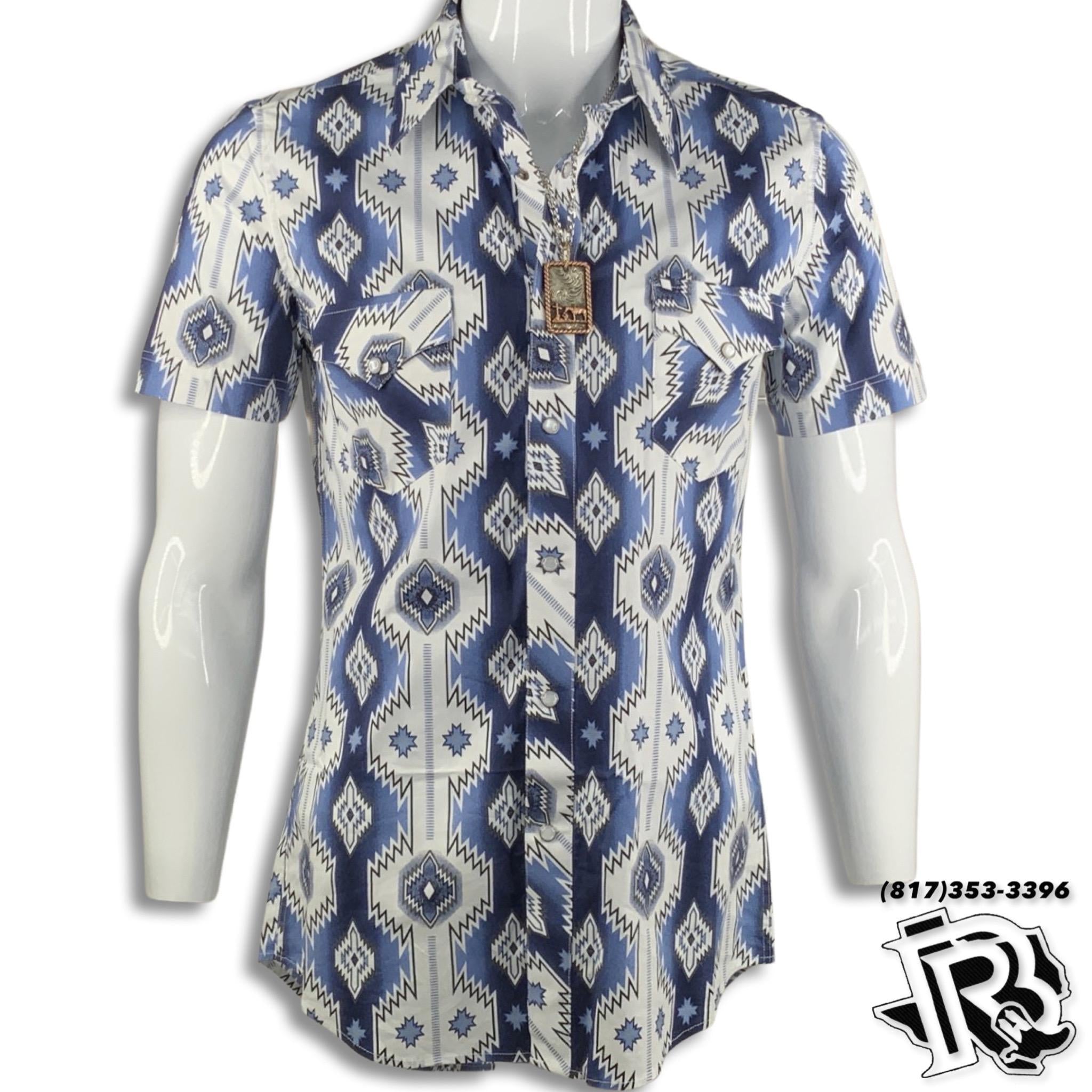 MENS SHIRT | ROCK AND ROLL BLUE AZTEC  (B1S3317)