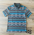 Mens  serape snap knit polo turquoise panhandle | PPMT51R0WU