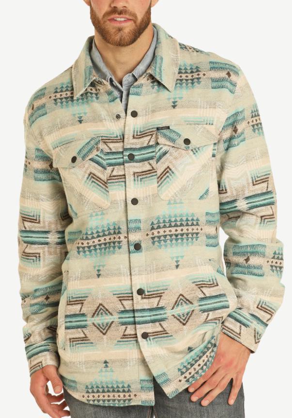 Mens Rock & Roll Aztec tan shirt Jacket | BM92C04317