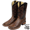 Men Boots | Square Toe Western Boots Cognac Python