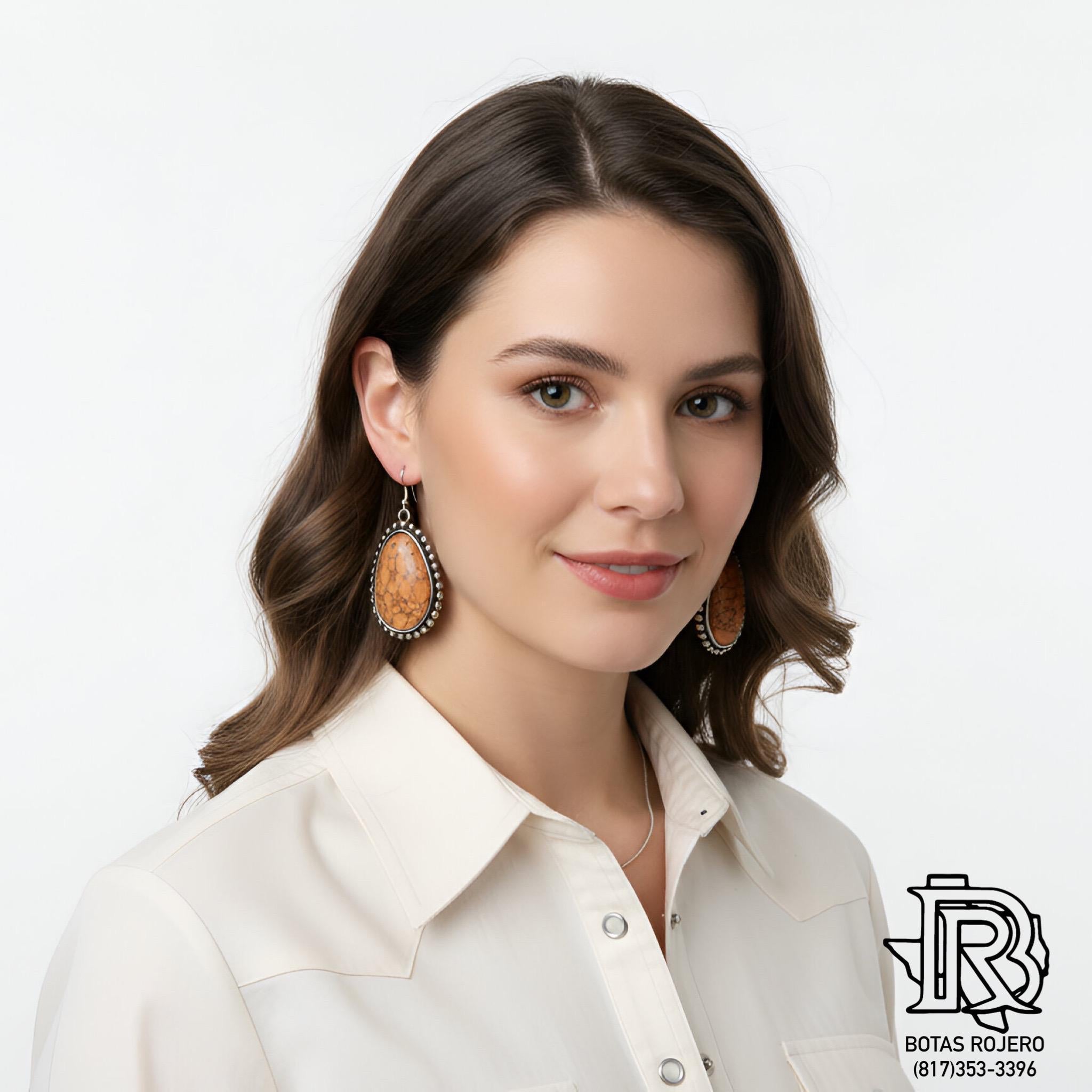WOMENS ORANGE MARBLE EARRINGS