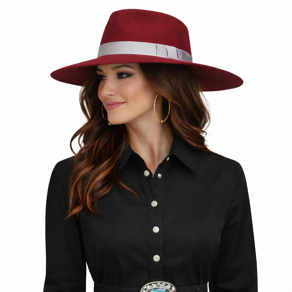 “ TEAR DROP” RED |  LADIES PINCH FRONT FASHION WESTERN HAT T7810004