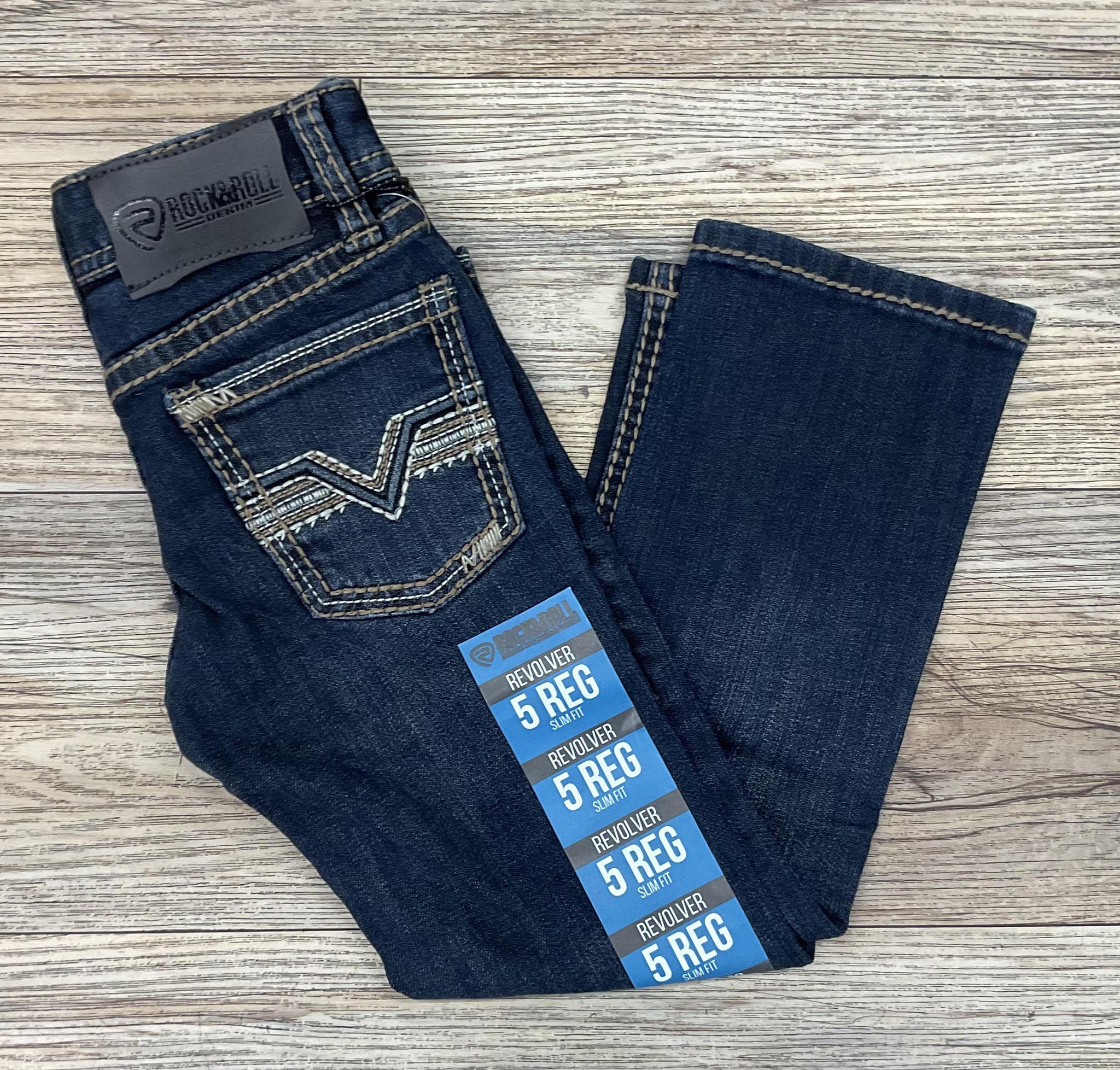 BOYS ROCK & ROLL BROWN STITCH REVOLVER DARK VINTAGE JEANS | BB1RD04972