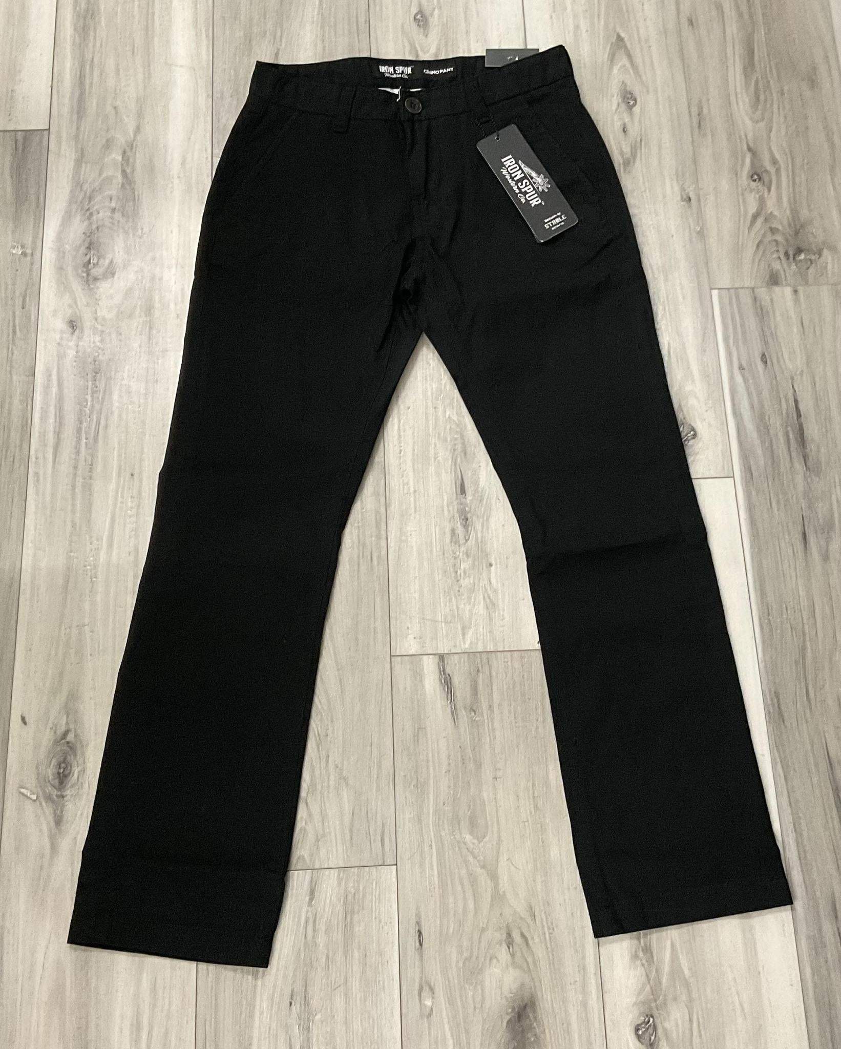 CH-01|CHINO PANTS  STRAIGHT IRON SPUR BLACK WESTERN MEN JEAN
