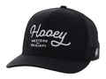 ‘’IZACK’’ HOOEY OG BLACK 5 PANEL TRUCKER WITH WHITE STITCHING CAP | 2560T-BK