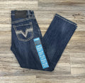 MEN’S ROCK & ROLL DARK VINTAGE ZIG ZAG EMB SLIM STRAIGHT BOOT JEANS | BM1RD06705